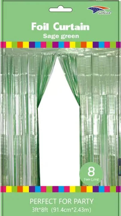 Sage Foil Backdrop Curtain 3'x8'