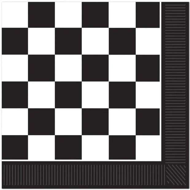24 Black & White Checkered Luncheon Napkins