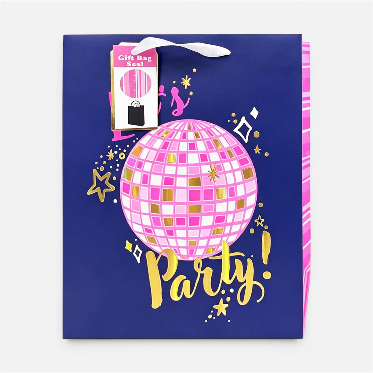 Pink Disco Ball Let's Party Large-Sized Gift Bag