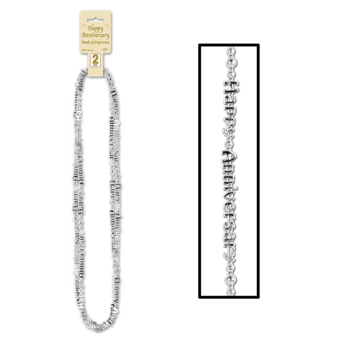 Happy Anniversary Silver Beads of Expression, Pack of 2