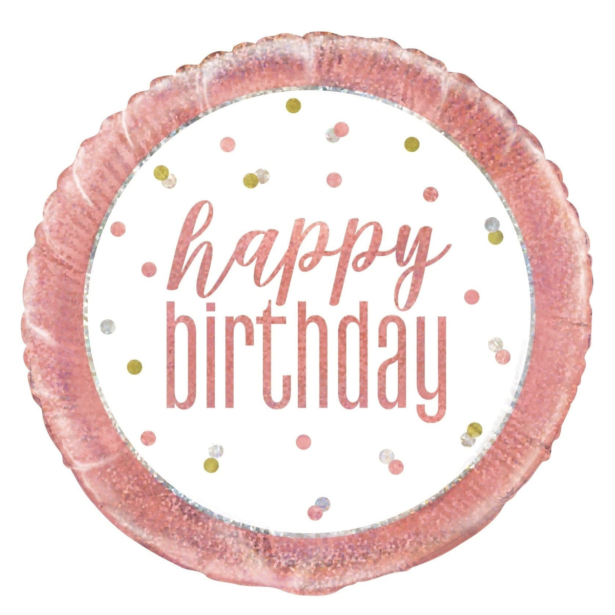 Balloon - Foil, Glitz Rose Gold, Round, "Happy Birthday", 18"