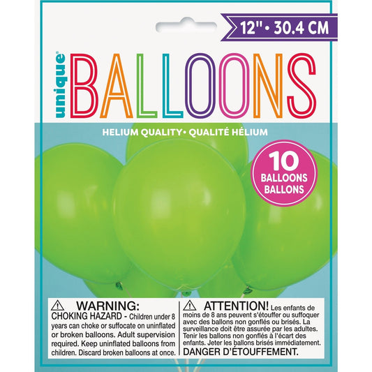 Balloons - Latex, Lime Green, 12", 10 Count