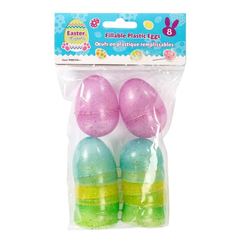 Easter Glitter Eggs, 8-Pack, Assorted Colors