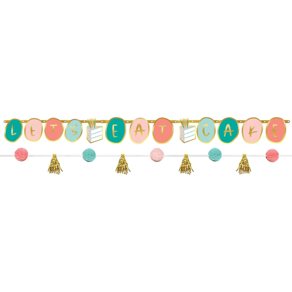 Happy Bright Birthday Let's Eat Cake Banner