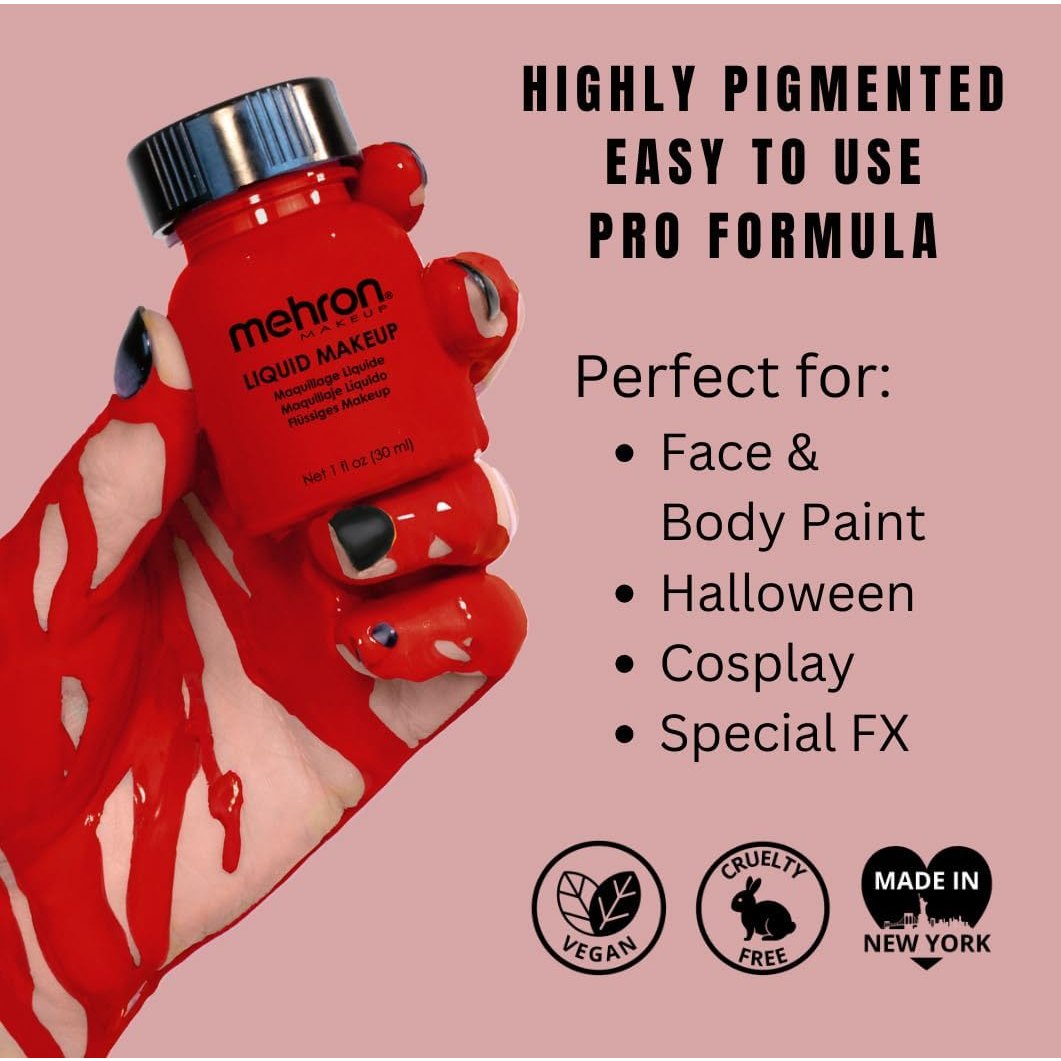 Mehron Liquid Makeup - Professional Liquid Makeup for Face and Body Coverage