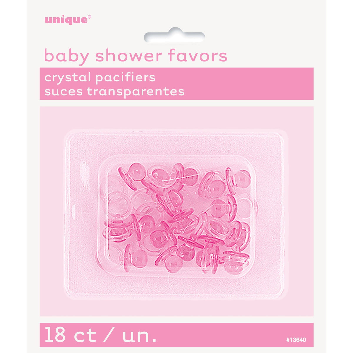 Pink Crystal Pacifier Favors 1", 18 Count