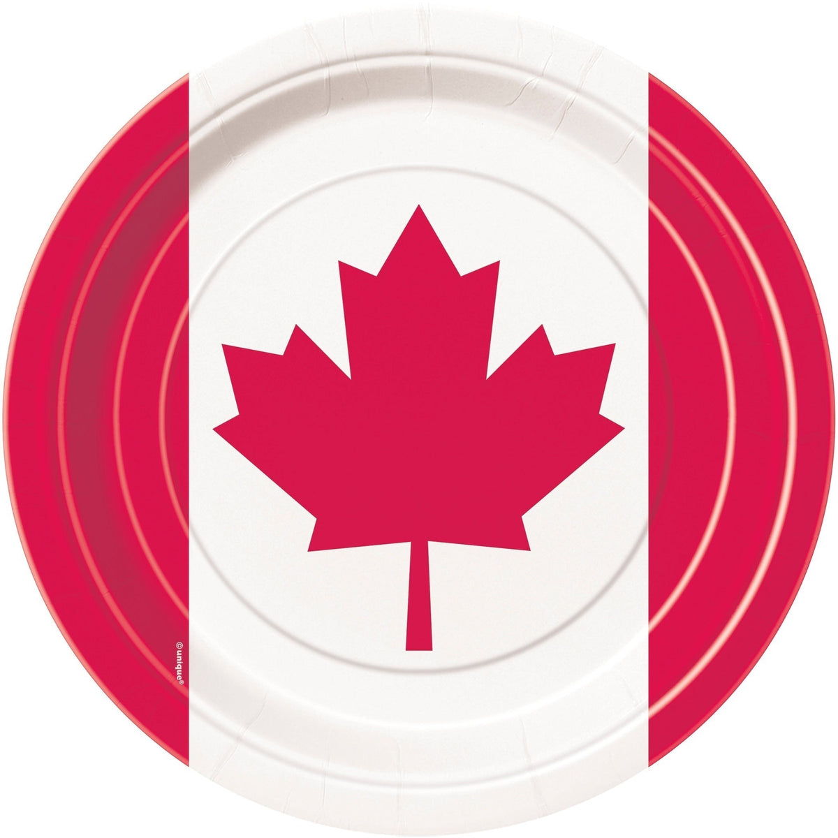 Plates - Red and White, Canada Day, Oval, 8 Count