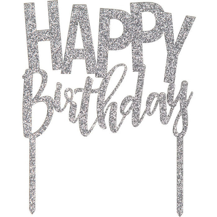 Silver Acrylic Cake Topper