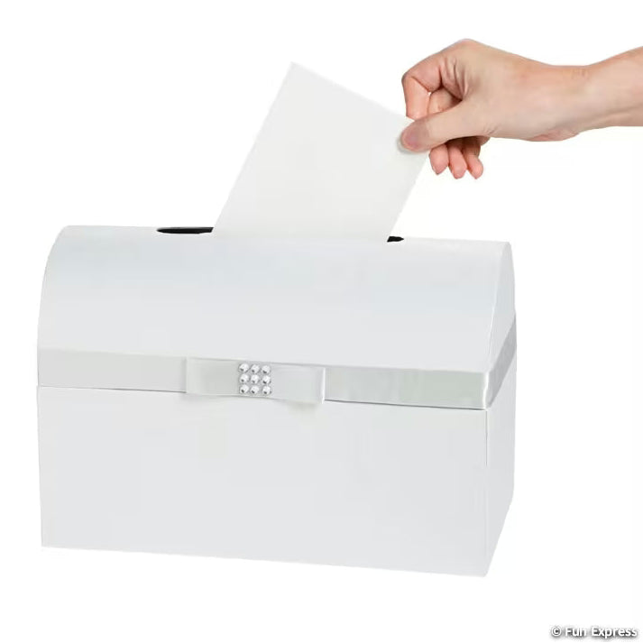 Silver Bow Wedding Card Box