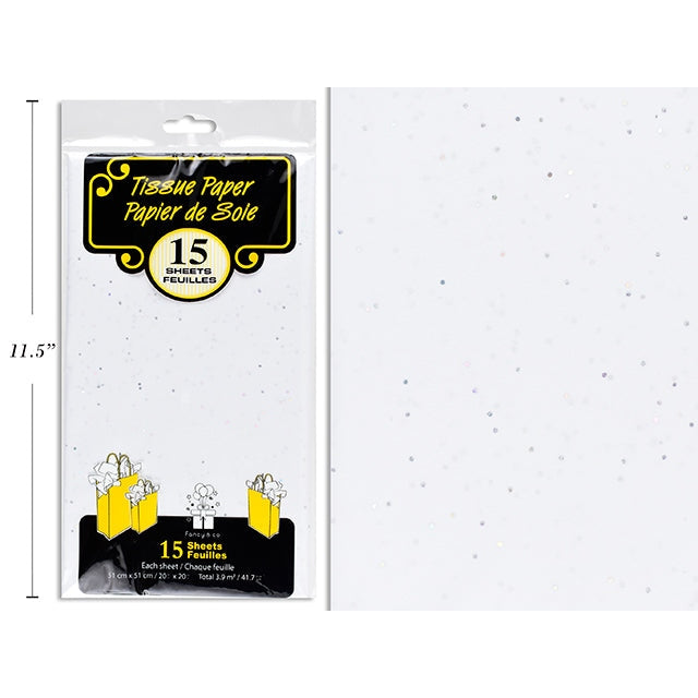 White Tissue Paper with Confetti 15 Sheets 20x20in