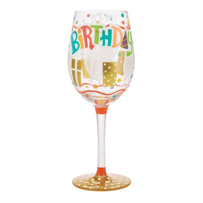It's My Birthday Lolita Hand-Painted Wine Glass in Gift Packaging