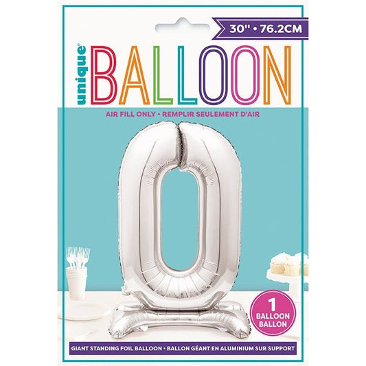 Silver Number Shaped Standing Foil Balloon 30" 0