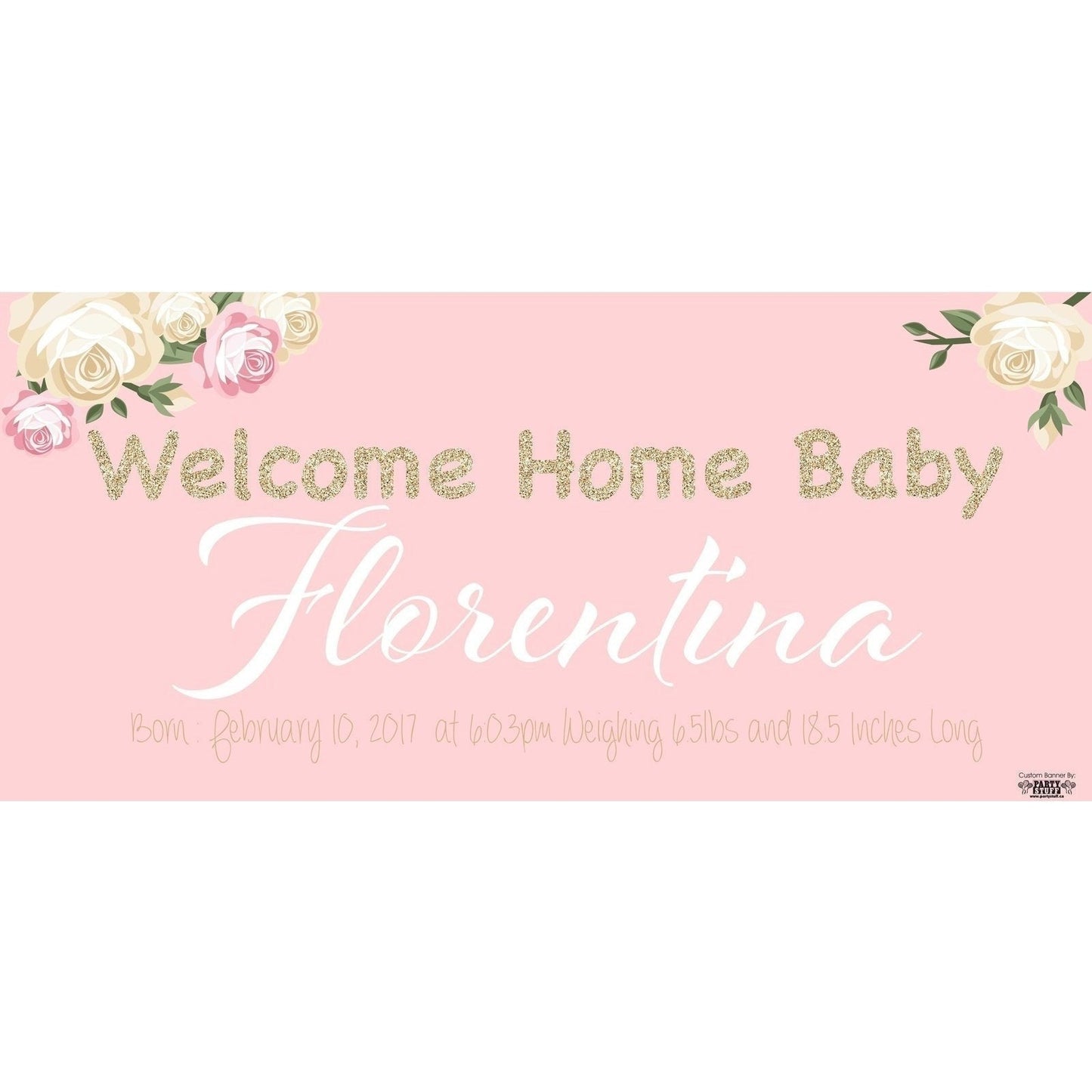 Banner - Custom Deluxe Baby Shower Pink & Gold Sparkle