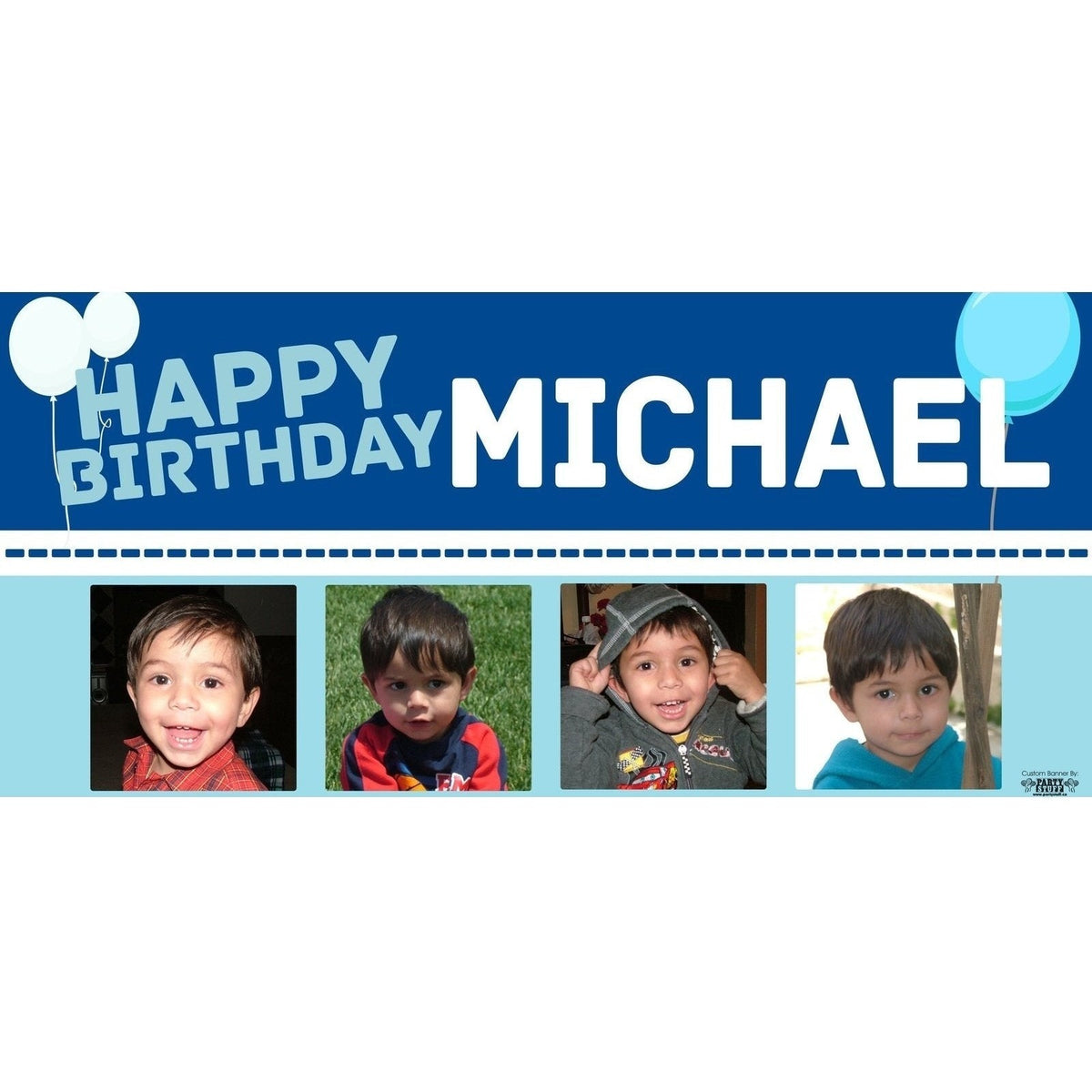 Banner - Custom Deluxe Birthday Blue 4 Photo With PiCounture