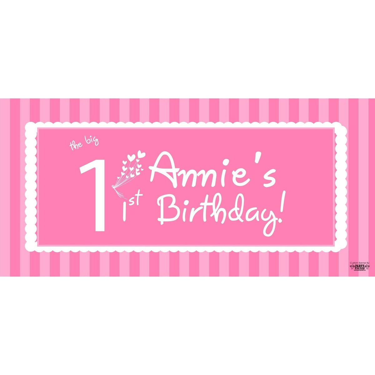 Banner - Custom Deluxe Birthday Pink Stripes