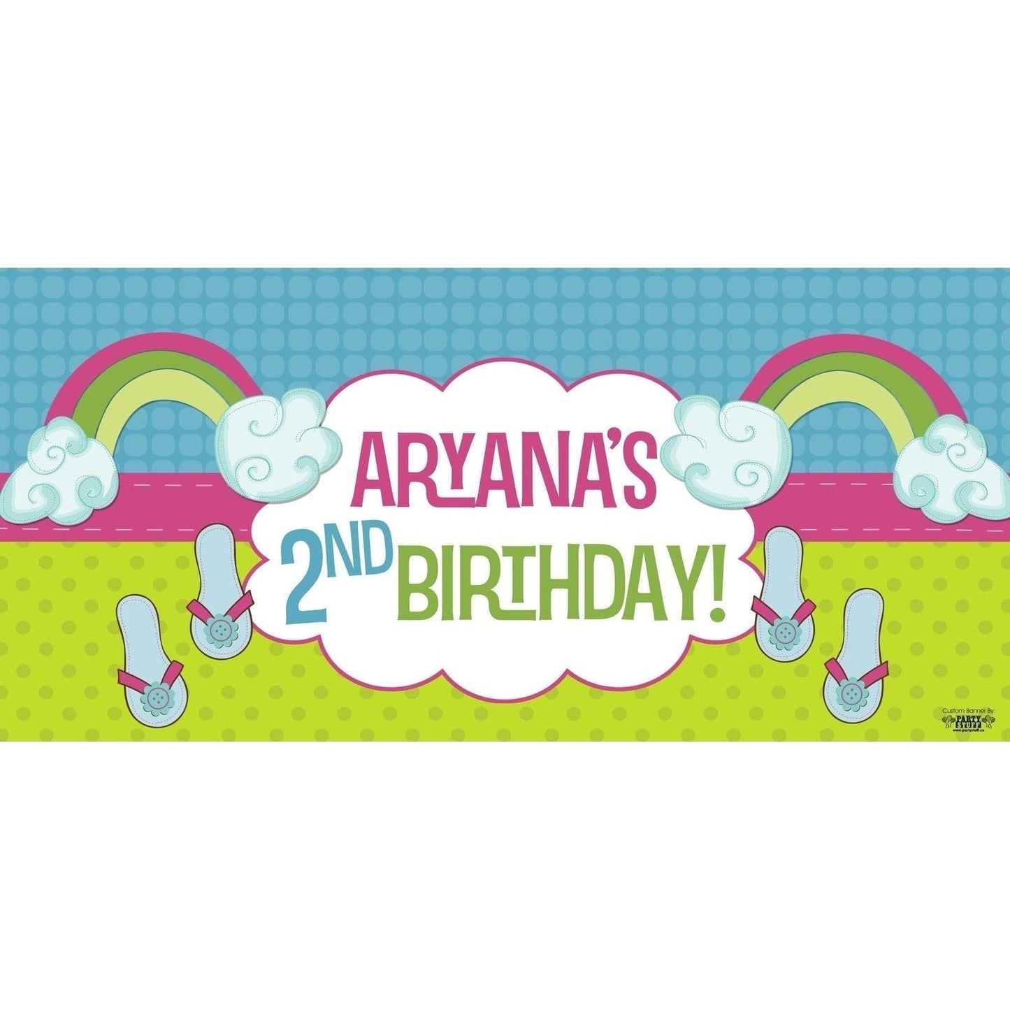 Banner - Custom Deluxe Birthday Rainbow & Flip Flops