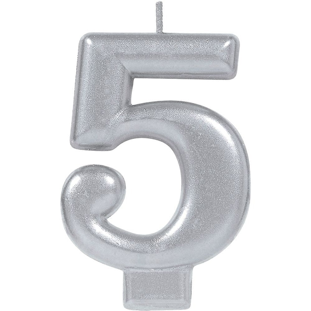 Numeral Metallic Candle #5 - Silver