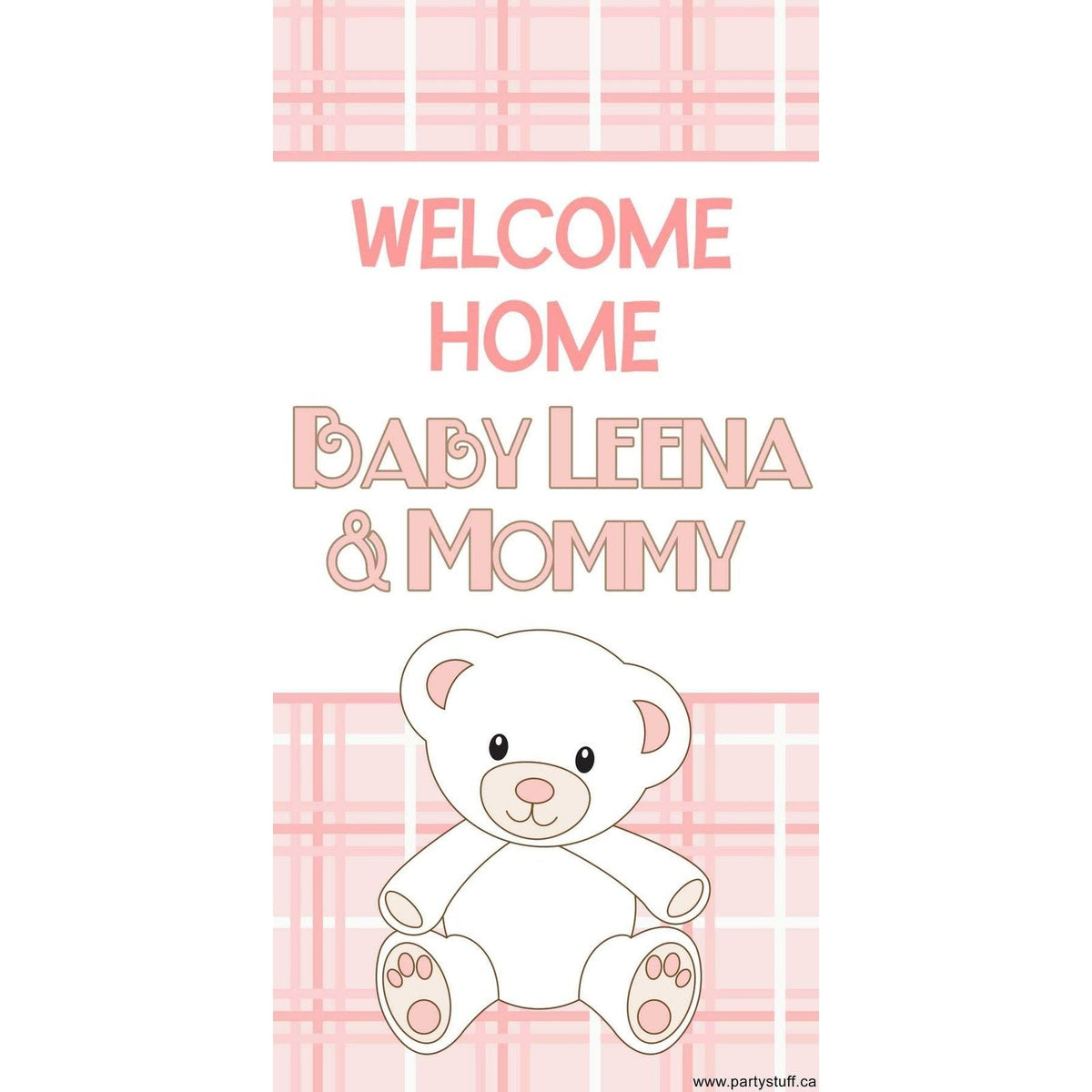 Customizable Deluxe Door Banner - Welcome Home Baby Pink