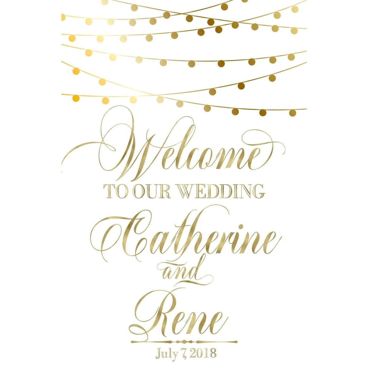 Customizable Yard Sign / Lawn Sign Welcome Wedding Gold Deco On White