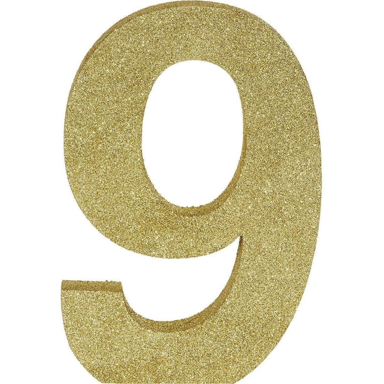 Glitter Gold Number 9 Sign