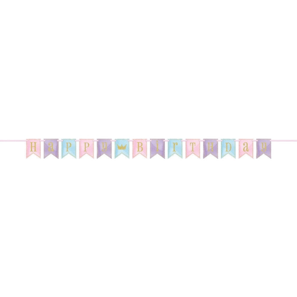 Glitter Magical Princess Birthday Pennant Banner, 7 Ft