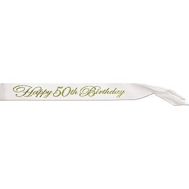 Glittered Happy 50Th Birthday Satin Sash