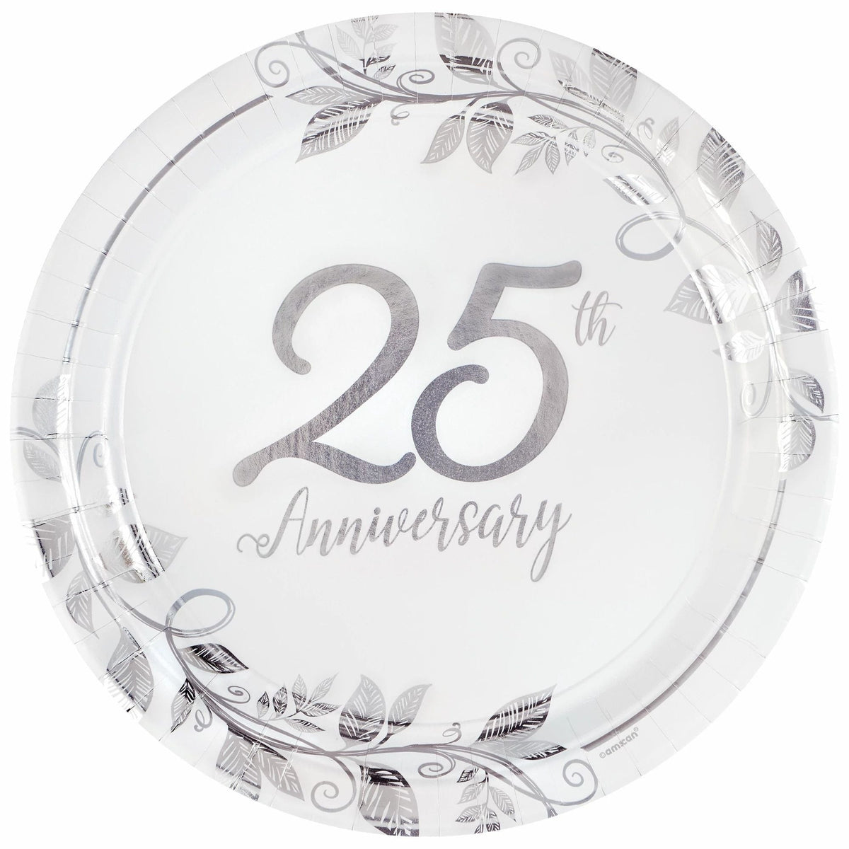 Happy 25Th Anniversary 10 1/2" Round Metallic Plates
