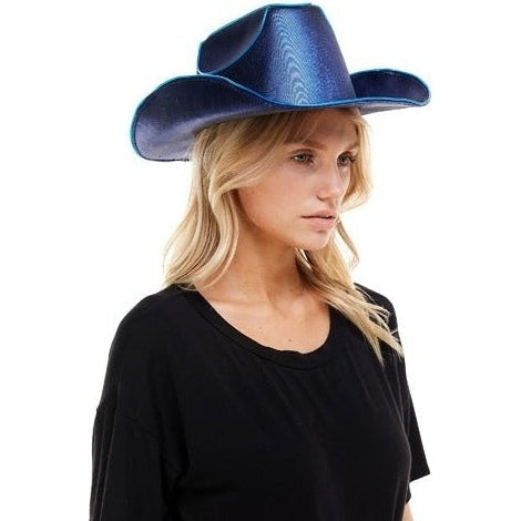 Hat Cowboy, Neon Light Up Light Blue – Party Stuff