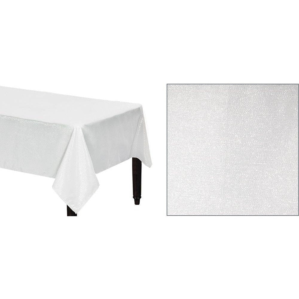 Metallic Tablecloth, 60" X 104" - White/Silver