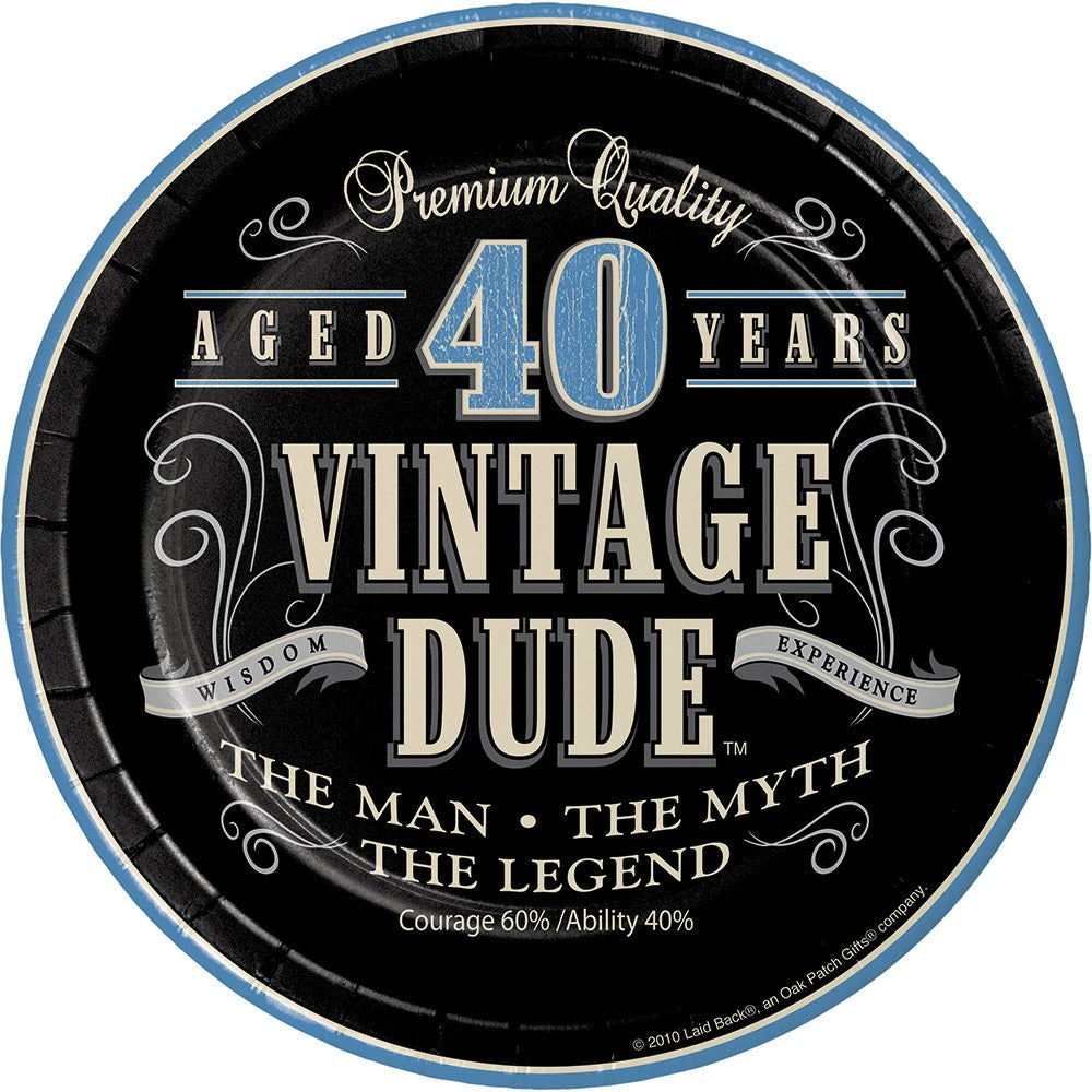 Vintage Dude 40Th Birthday Dessert Plates