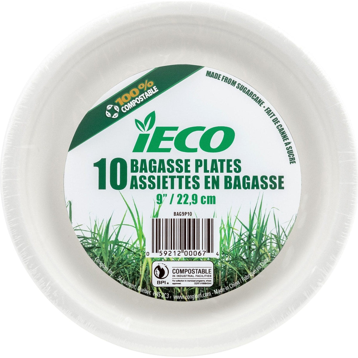 Eco Friendly 9" Plate - Eco Bagasse, 10 Count
