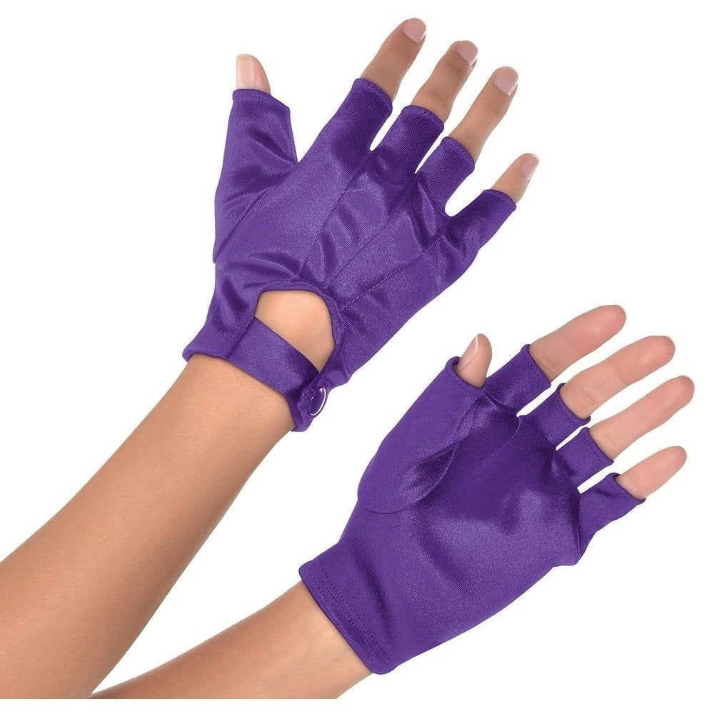 Purple Short Fingerless Gloves Adult – Party Stuff