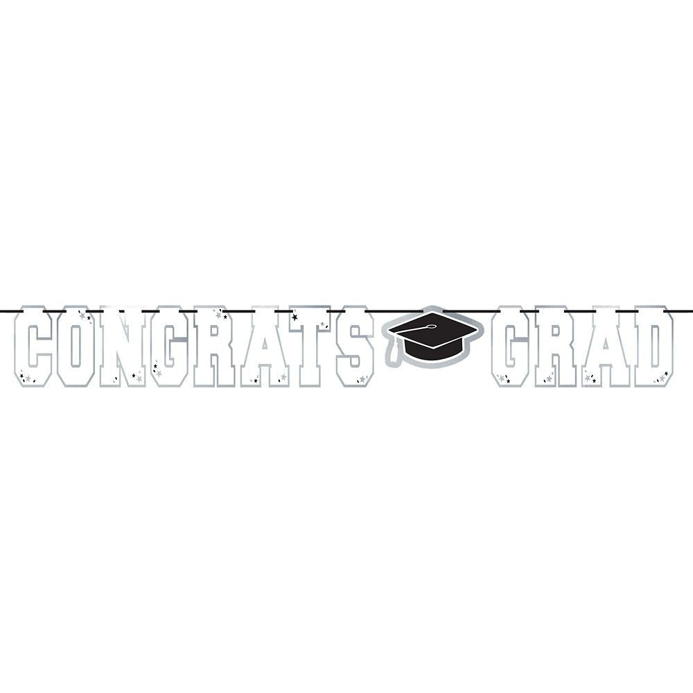 School Colors Large Foil Letter Banner - White