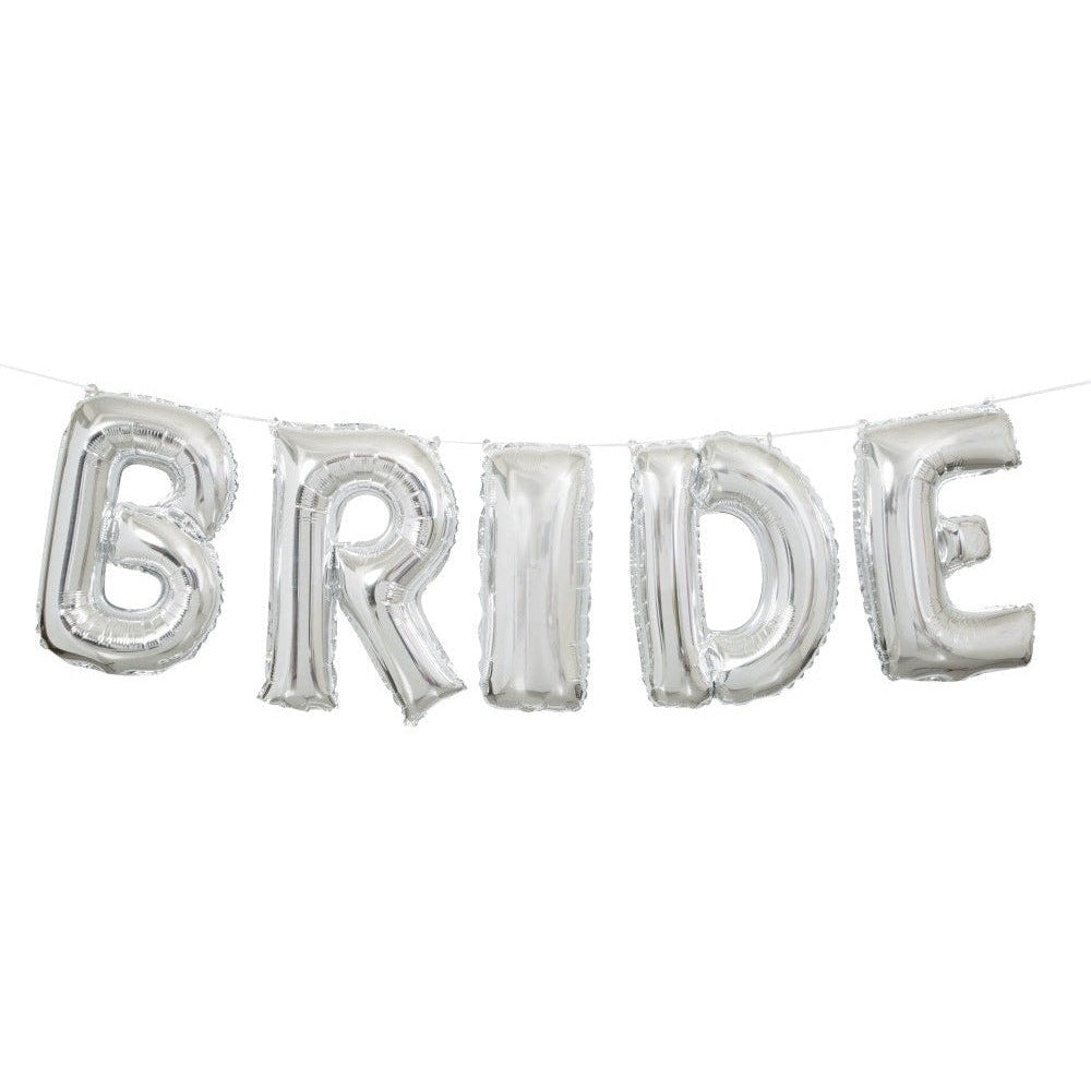 Silver Bride Foil Letter Balloon Banner Kit, 14"