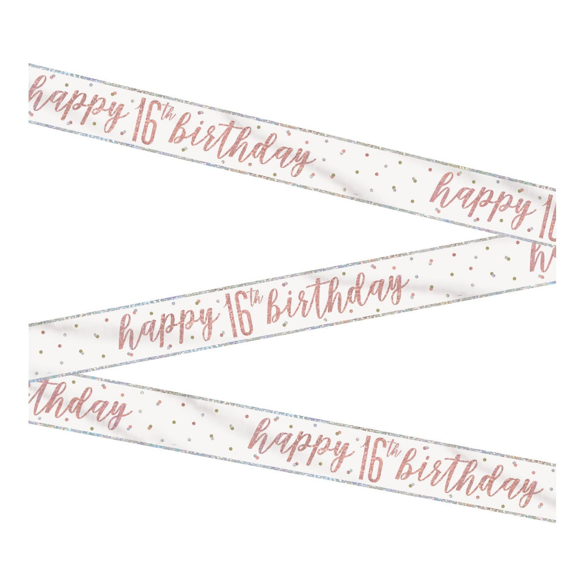 1 9' Glitz Rose Gold Foil Banner "Happy 16th Birthday"