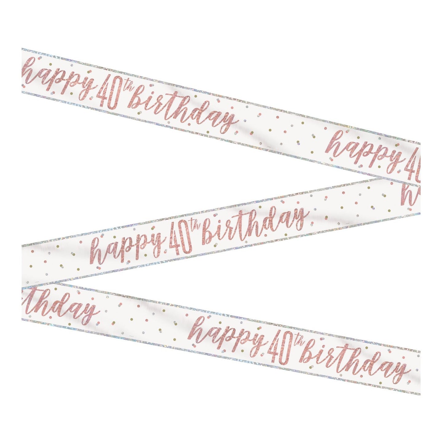 1 9' Glitz Rose Gold Foil Banner "Happy 40th Birthday"