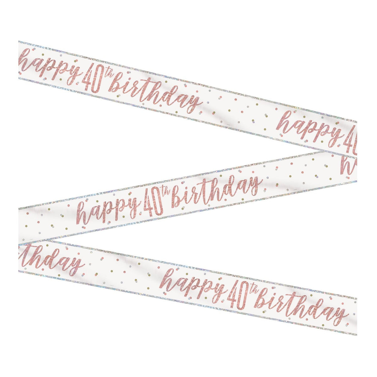 1 9' Glitz Rose Gold Foil Banner "Happy 40th Birthday"