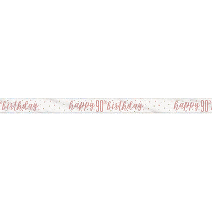 1 9' Glitz Rose Gold Foil Banner "Happy 90th Birthday"