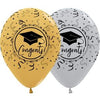 11" Congrats Grad Gold & Silver Assorted Latex Balloons, 50 Pieces
