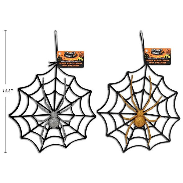 11in Glitter Spider Web with Hanger Assorted Colors