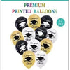 12 Congrats Grad White, Black & Gold Balloons