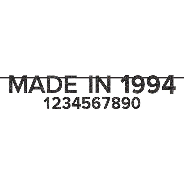 Customizable Birthday "Made In" Year Glitter Banner