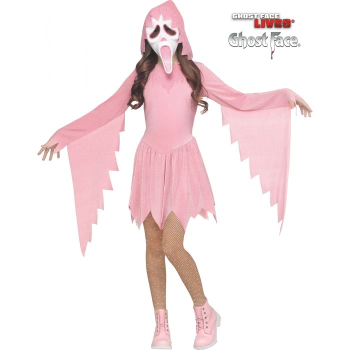 Pastel Pink Glitter Child Ghost Face® Costume & Mask - Large (12-14)