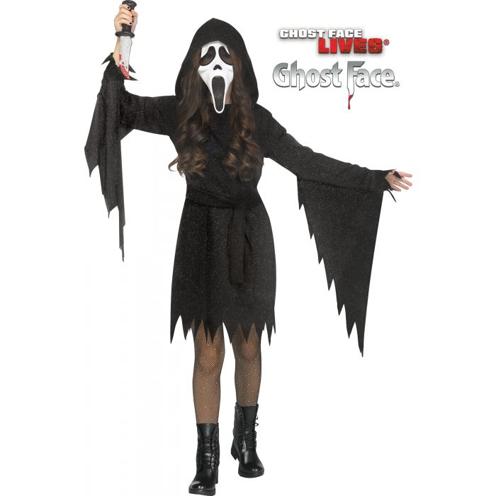 Glitter Bling Child Ghost Face® Costume & Mask Black - Large (12-14)