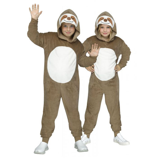 E-Z Sloth Child-Sized Hooded Jumpsuit Costume, Size Large 12-14