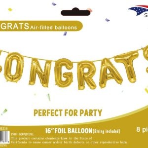 16" Air-Filled Congrats Foil Balloon Letters, 8 Pieces