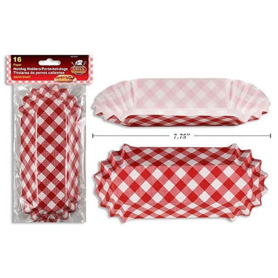 16-Pack Gingham Hot Dog Paper Holders