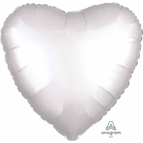 18" Heart-Shaped Foil Balloon Luxe White Satin