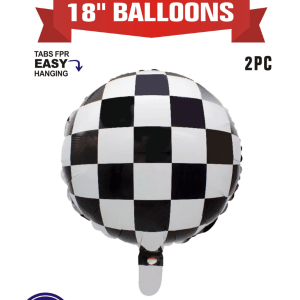 2 Black & White Checkered Foil 18" Balloons