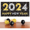 2024 New Year L Banner - Black, Silver, Gold